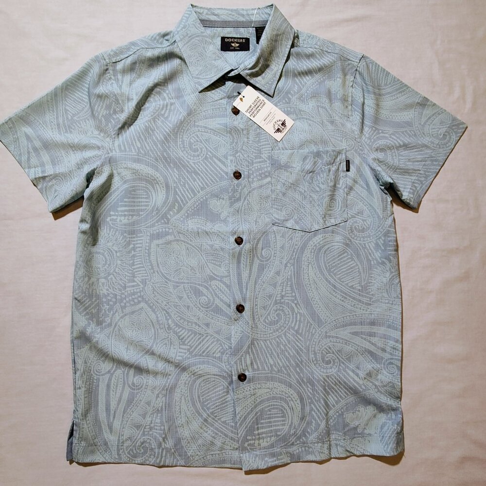 Dockers Men's Small Short Sleeve Button-down Hawaiian Design Shirt‎ NWT